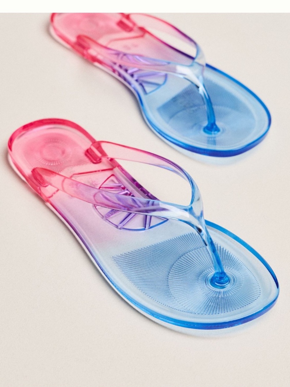 Translucent Ombre Jelly Flip Flops - Blue to Pink Stuart Weitzman us 7 38